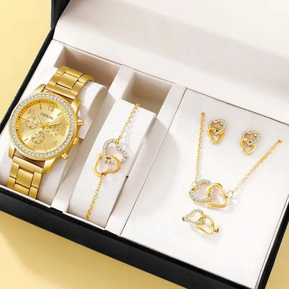 Rose Gold Luxury Watch &amp; Jewelry Set