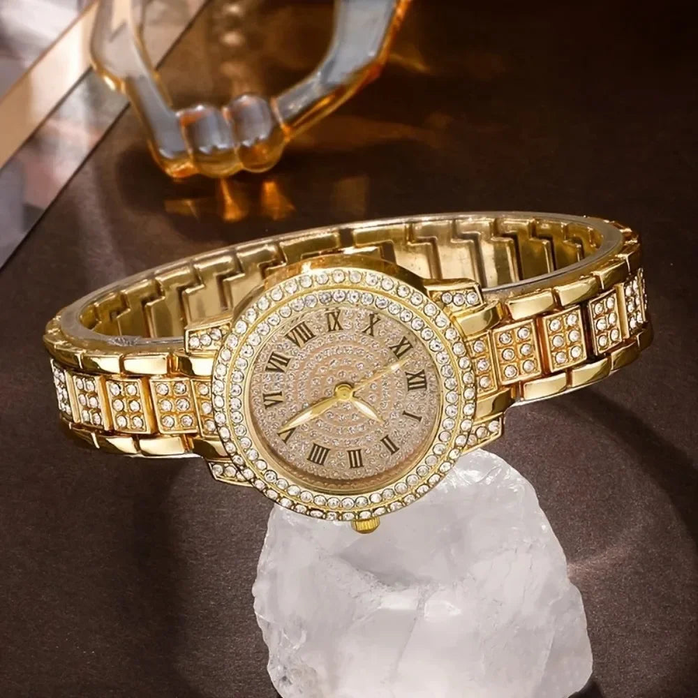 Luxury Quartz Rhinestone Ladies Watch with Jewelry