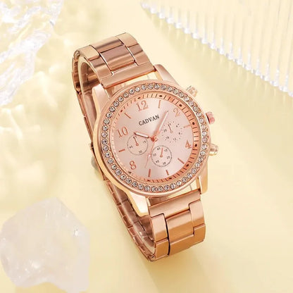 Rose Goud Luxe Horloge & Sieradenset