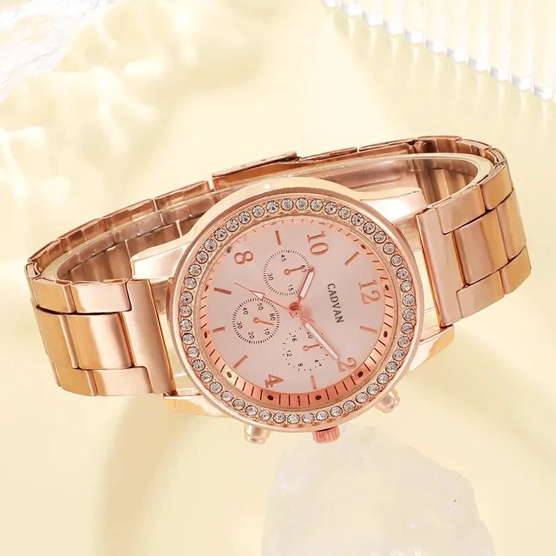 Rose Gold Luxury Watch &amp; Jewelry Set