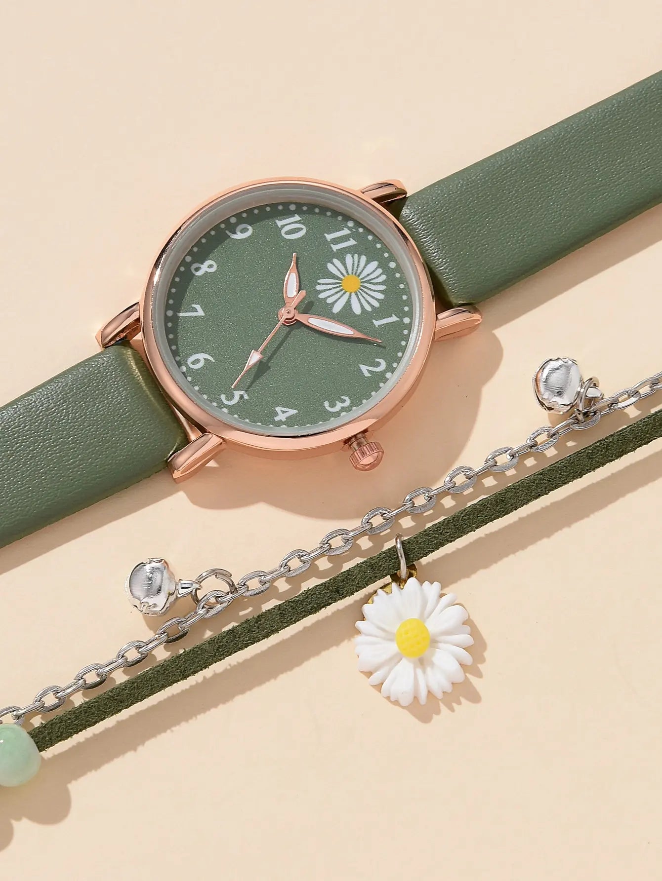 Romantic Green Ladies Watch Flower