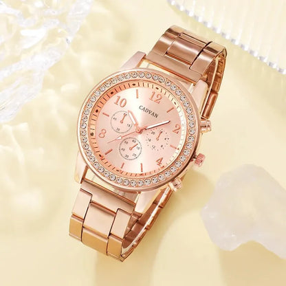 Rose Goud Luxe Horloge & Sieradenset