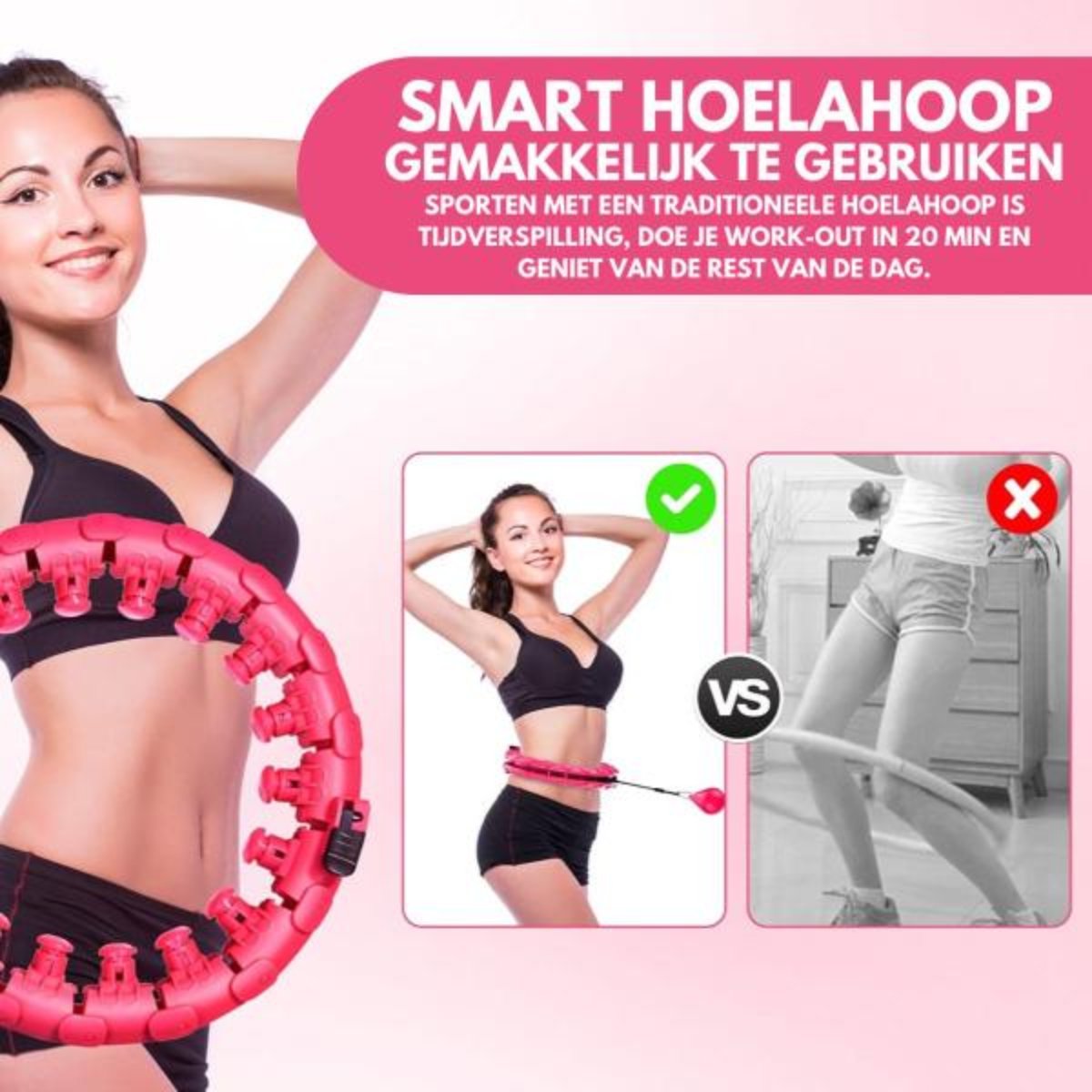 Fitness Smart Hula Hoop Deluxe - Slim Waist, Weight Loss, Home Workout