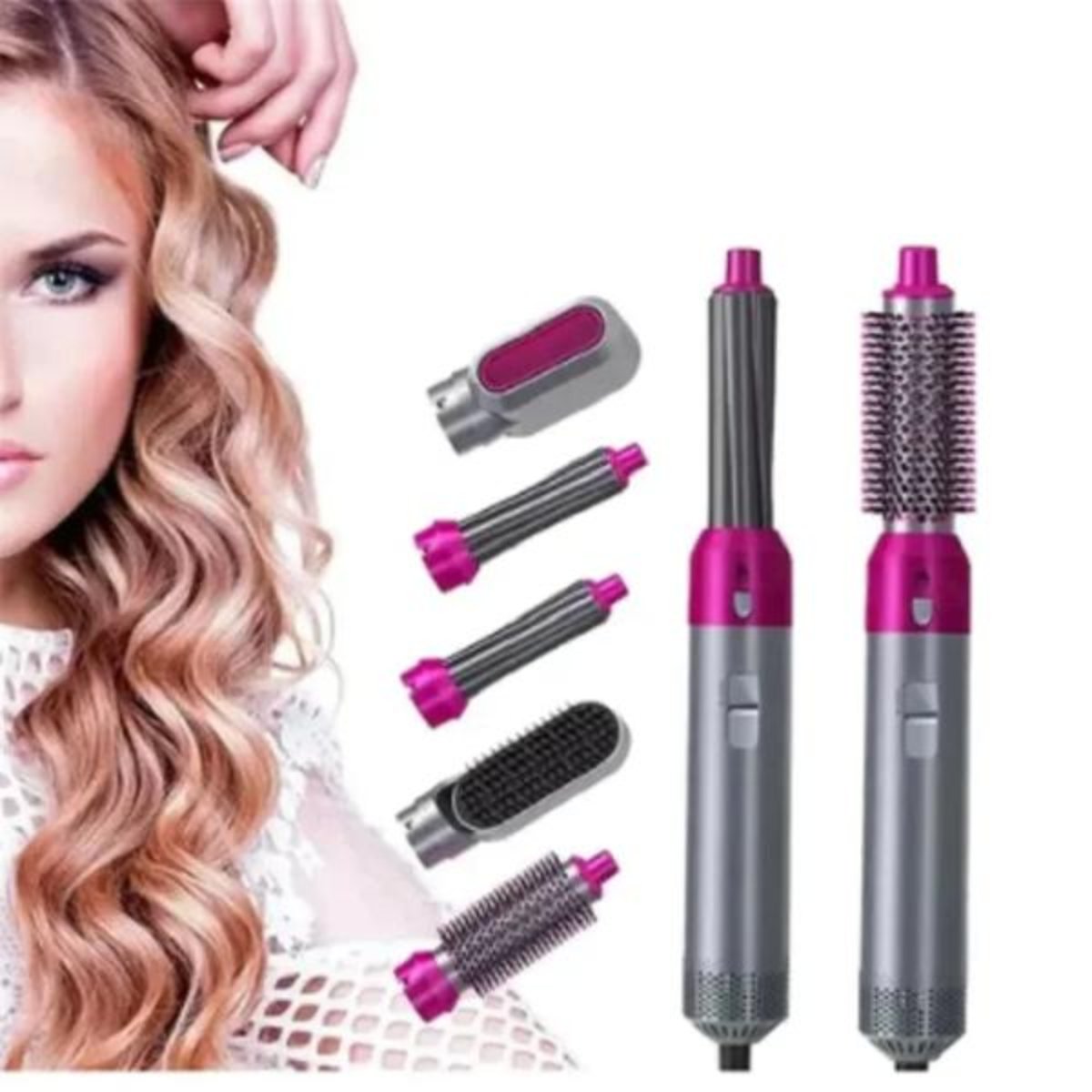 Haar Styler 5 in 1 met Ionische Borstel en Haardroger