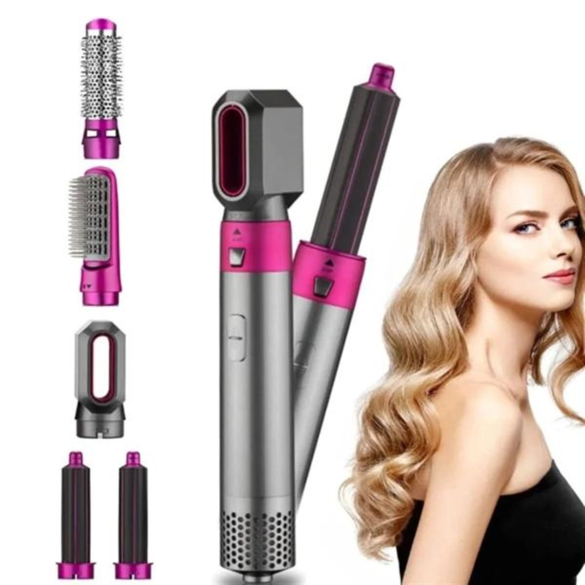 Haar Styler 5 in 1 met Ionische Borstel en Haardroger