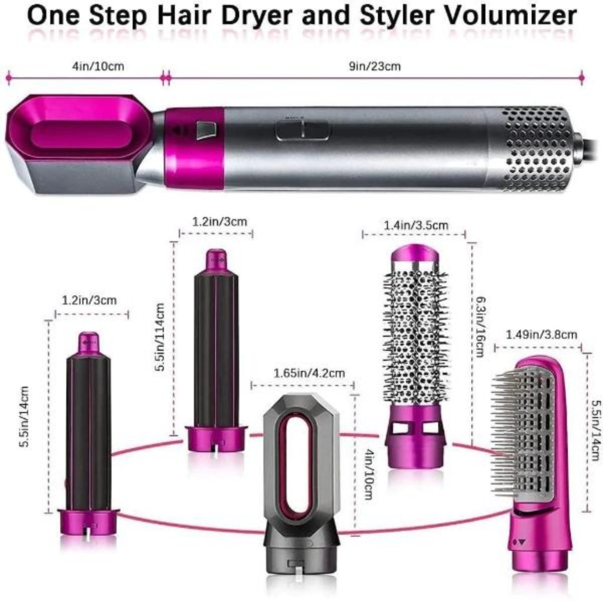 Haar Styler 5 in 1 met Ionische Borstel en Haardroger